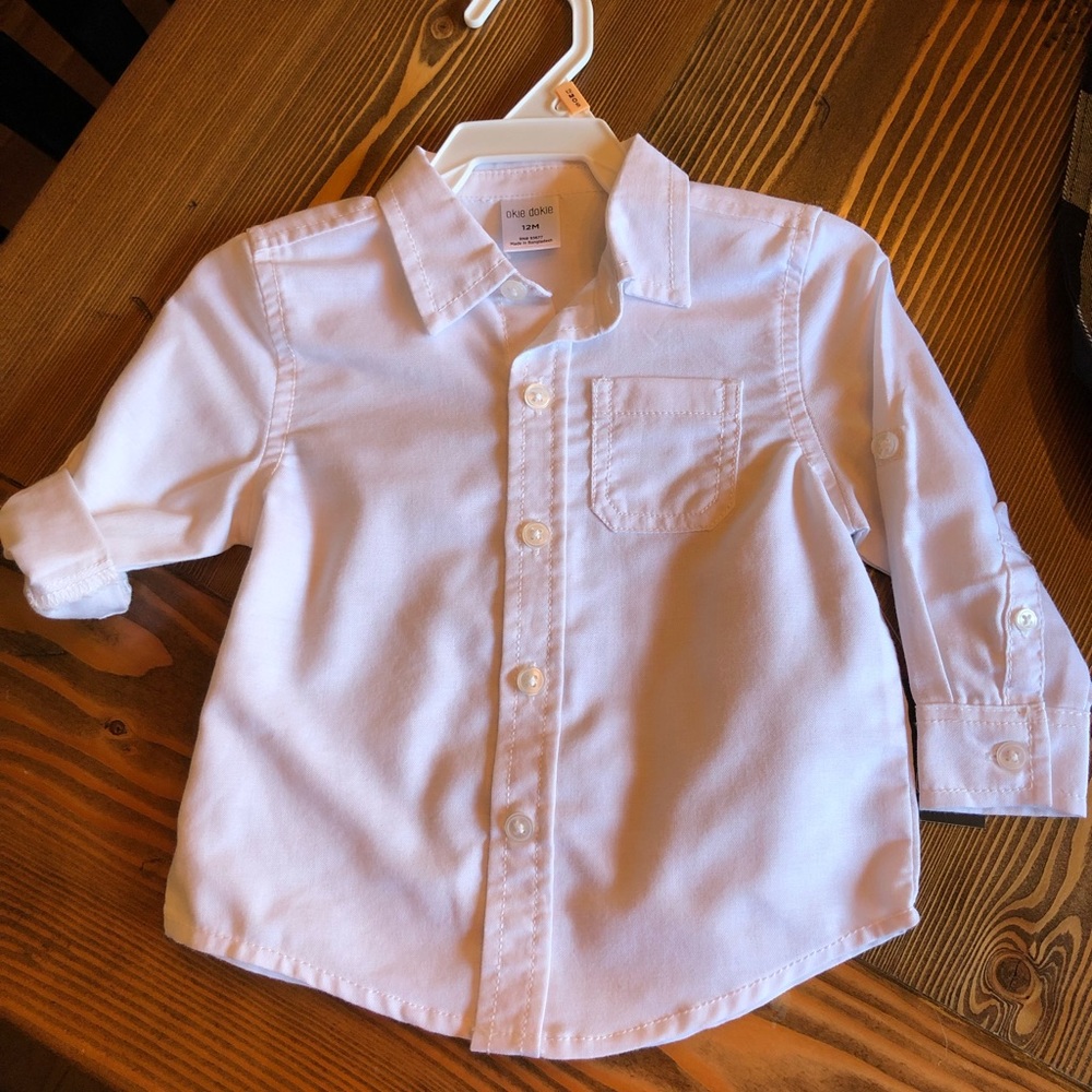 NWT white button down shirt 12m